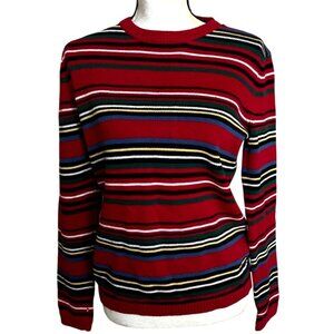 Vintage Preppy 90s Y2k Tommy Hilfiger Sweater Small Red Stripes Holiday Vibes